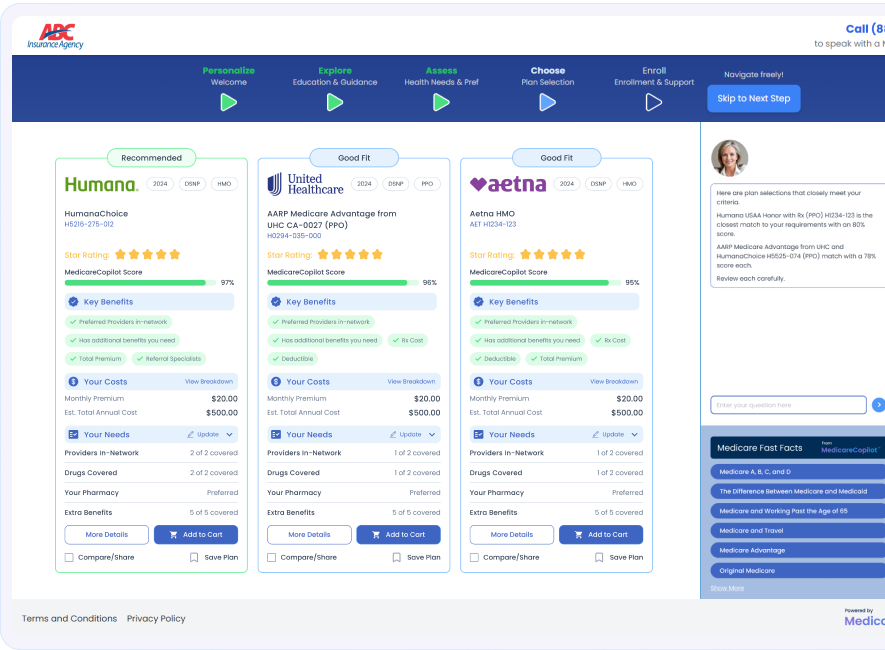 Screenshot of MedicareCopilot branded website interface